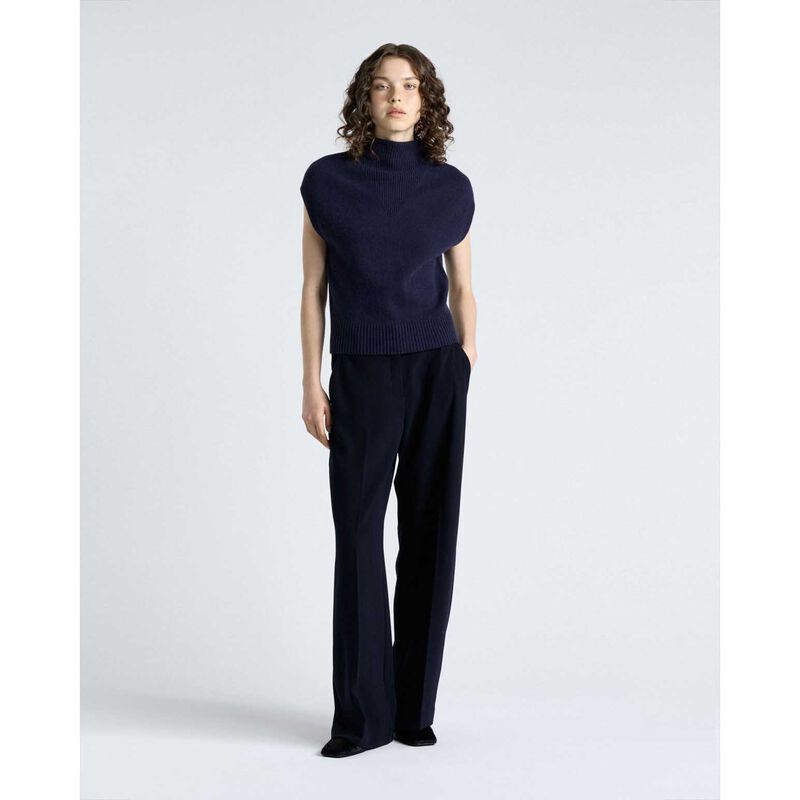 Cue Ink Wool Turtle Neck Cap Sleeve Knit image number 3
